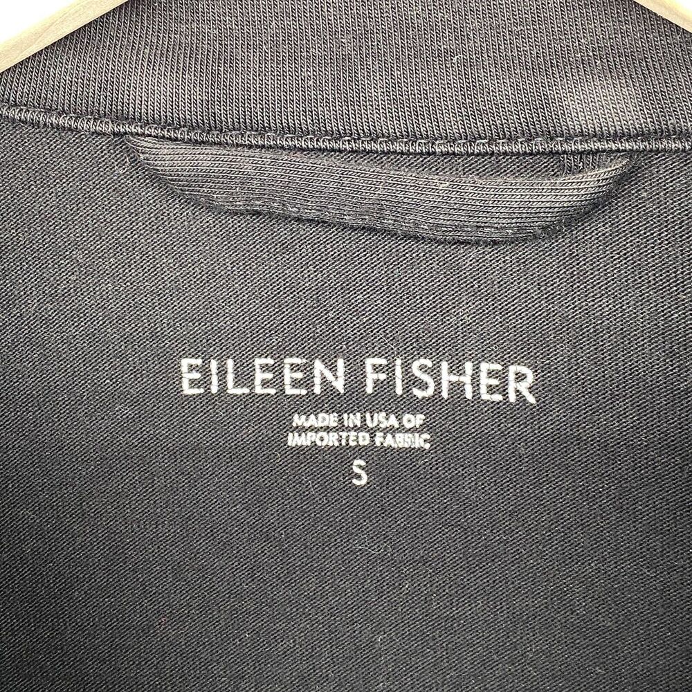 EILEEN FISHER Jacket S Organic Cotton Stretch Jersey Snap Full Zip Up Black USA - Picture 10 of 14